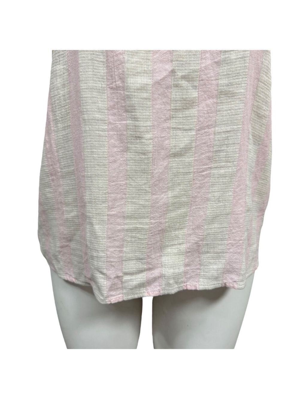 THML White Pink Stripe Multicolor Embroidered Short Sleeve Top L - Picture 3 of 9